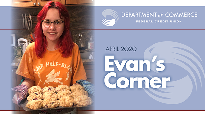 April 2020 Blog Header Person Holding Tray of Cookies