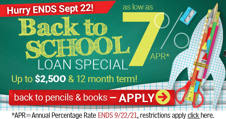 DOCFCU Back to School LOAN SPECIAL ends Sept 22