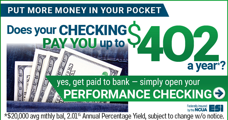 Performance Checking - Earn Up to $402 a year, banking.